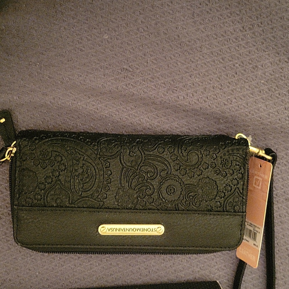 Stonemountain womens black wallet with design.